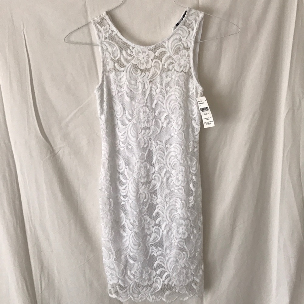 White, lace, mini dress.